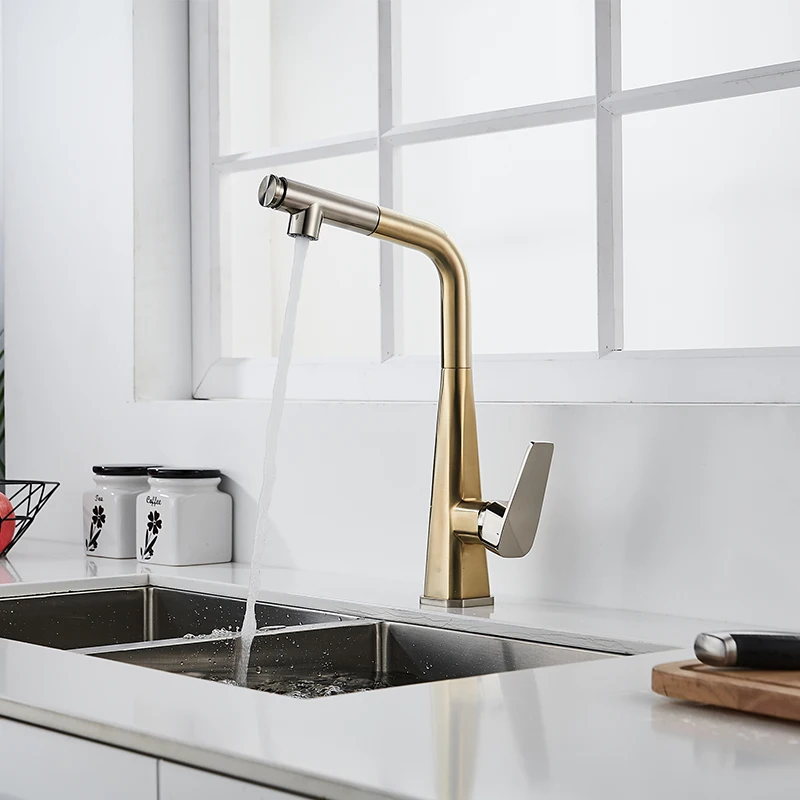 Matte GOLD Kitchen Sink Faucet Pull Down Kitchen Faucet Single Handle Mixer Tap 360 Rotation Torneira Cozinha Mixer Tap