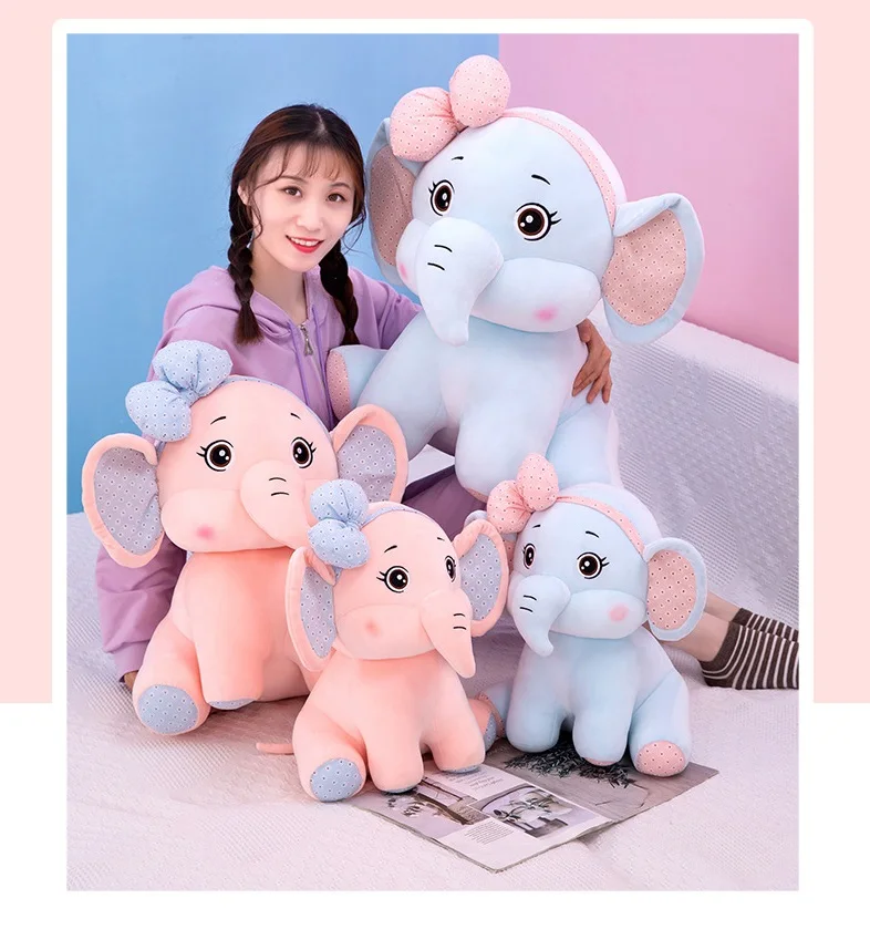 New Bow Elephant Plush Toy Doll Love Doll Girls Birthday Gifts Wholesale Customization