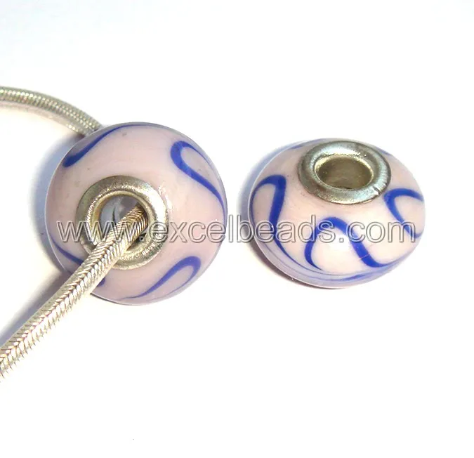 Lamp work Glass Beads wholesale Large hole beads Disc shape beads for jewelry