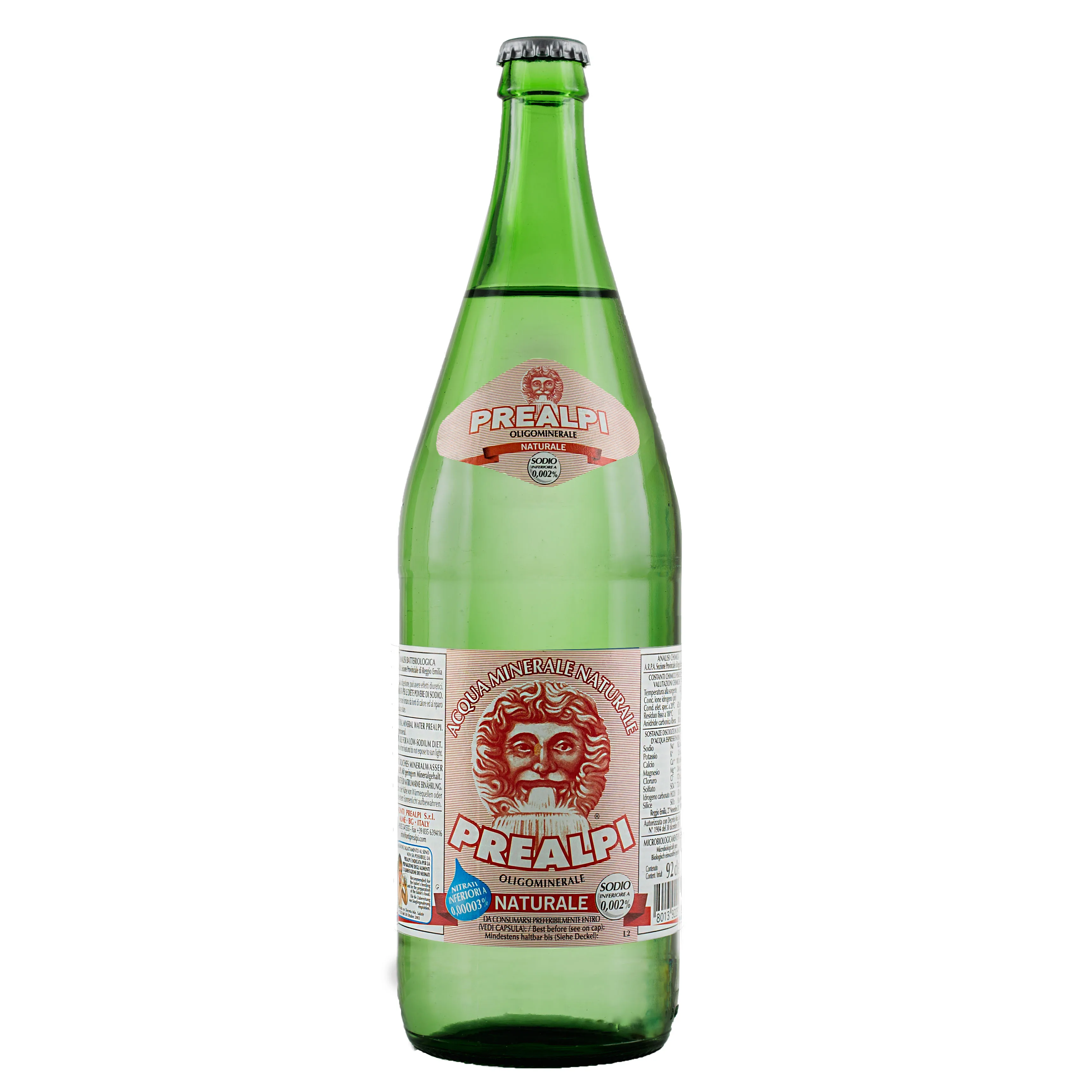
Made in Italy cl. 92 Prealpi glass bottle STILL water Natural Mineral water 