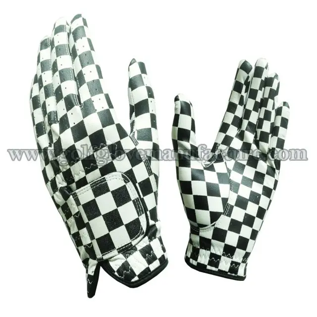 Fashion Golf Glove Full Cabretta Leather Square Printed for Mens