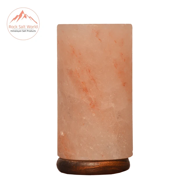 
Cylinder Shape Rock Salt Lamp Himalayan Natural Rock Salt Lamp in Cylinder Shape Origin With Certified Wooden Base and Cord 
