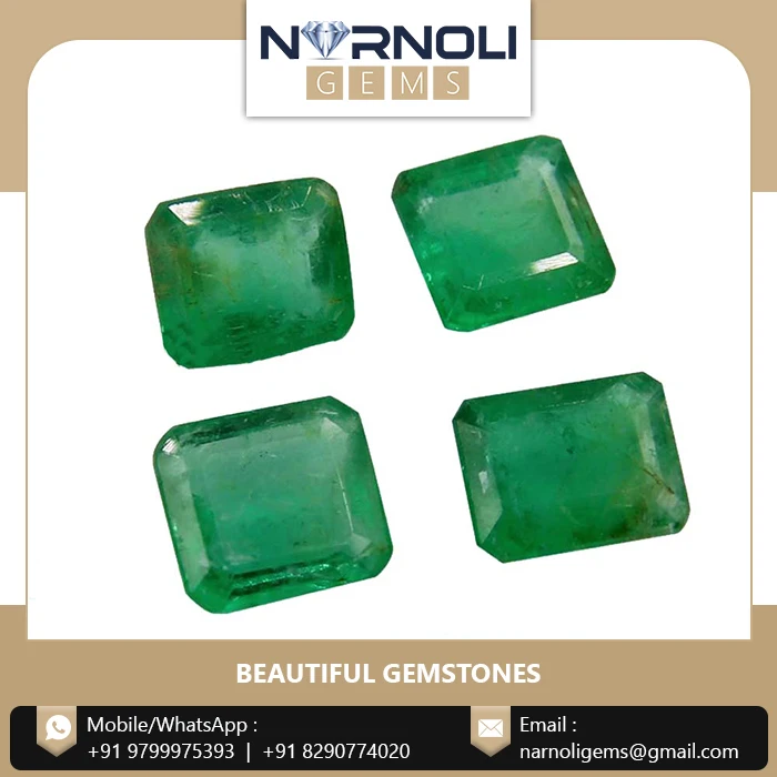 Precious Gemstone Emerald Cut 4 Pieces Green Brazilian Emerald Gemstone For Sale