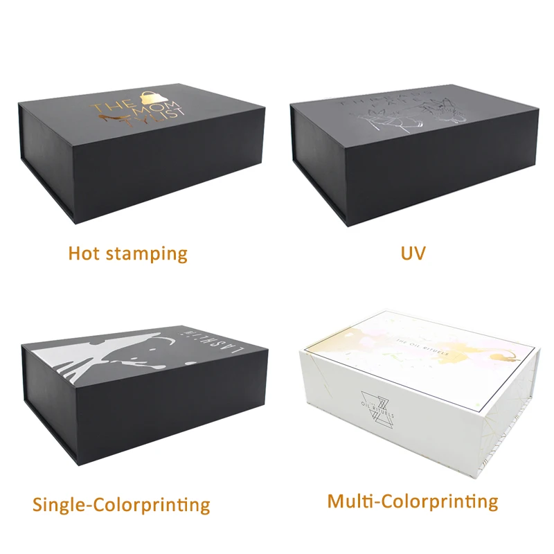 custom design logo luxury clothes packaging black paper cardboard boxes with magnetic