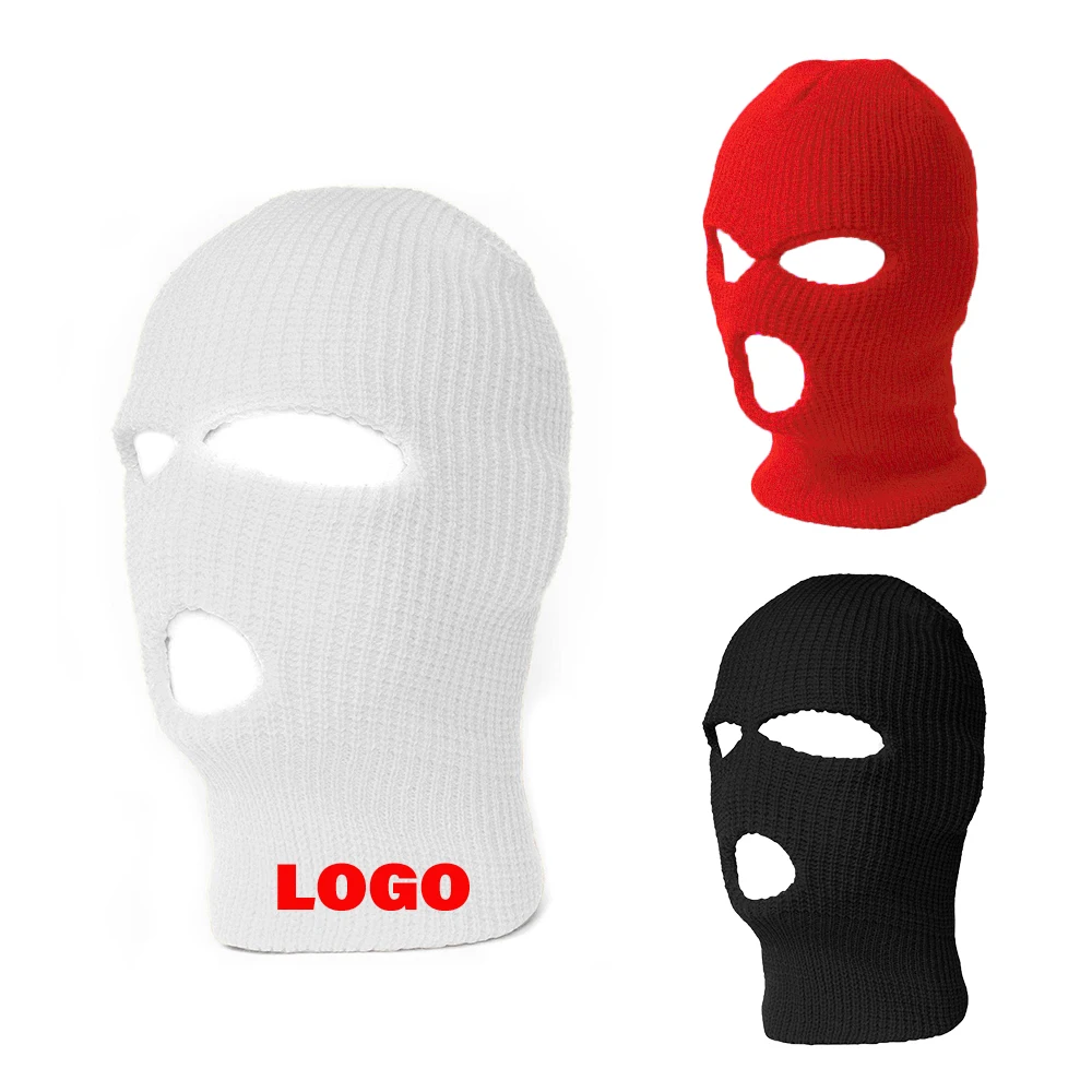 
Wholesale Custom Logo ski mask 3 holes custom LOGO knitted hat balaclava face pink ski mask 