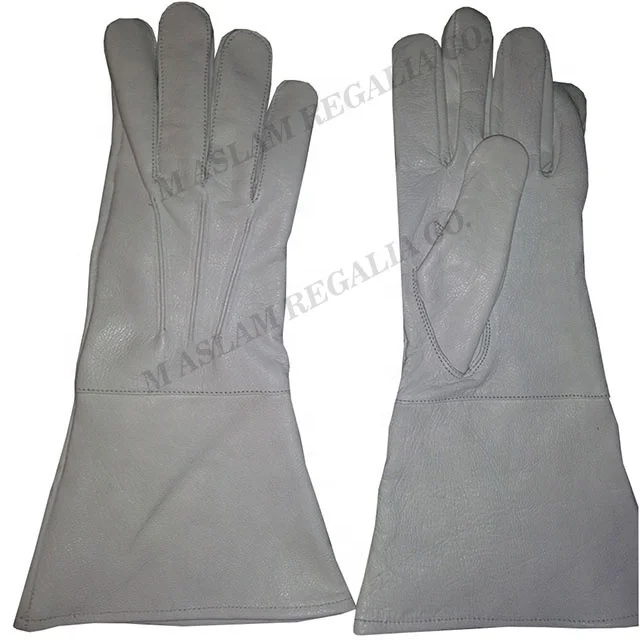 Plain Black KT Masonic regalia Gauntlets Gloves | 100% Goat leather long gloves