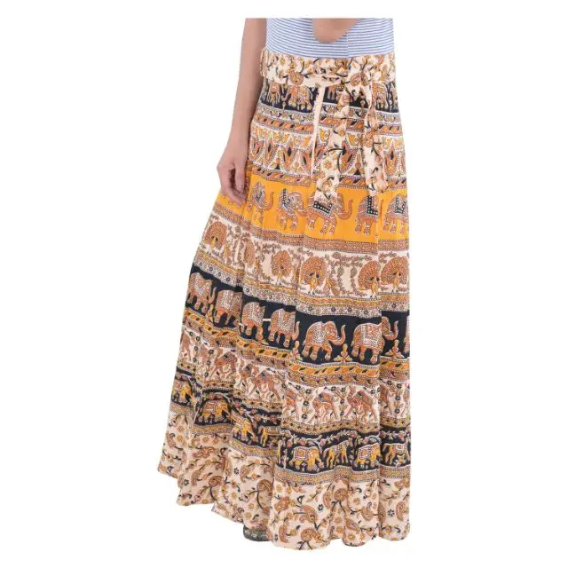 Индийская пляжная одежда ручной работы из чистого хлопка с принтом мандалы в богемном цыганском стиле для вечеринки длинная прямая юбка женщин