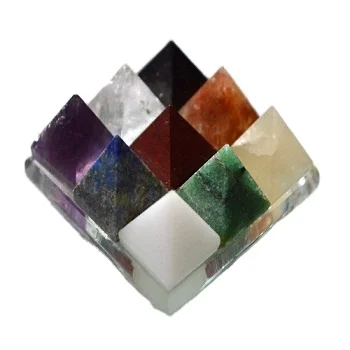 WHOLESALE NATURAL CLEAR CRYSTAL  9 PYRAMID POWER  PLATE STONE