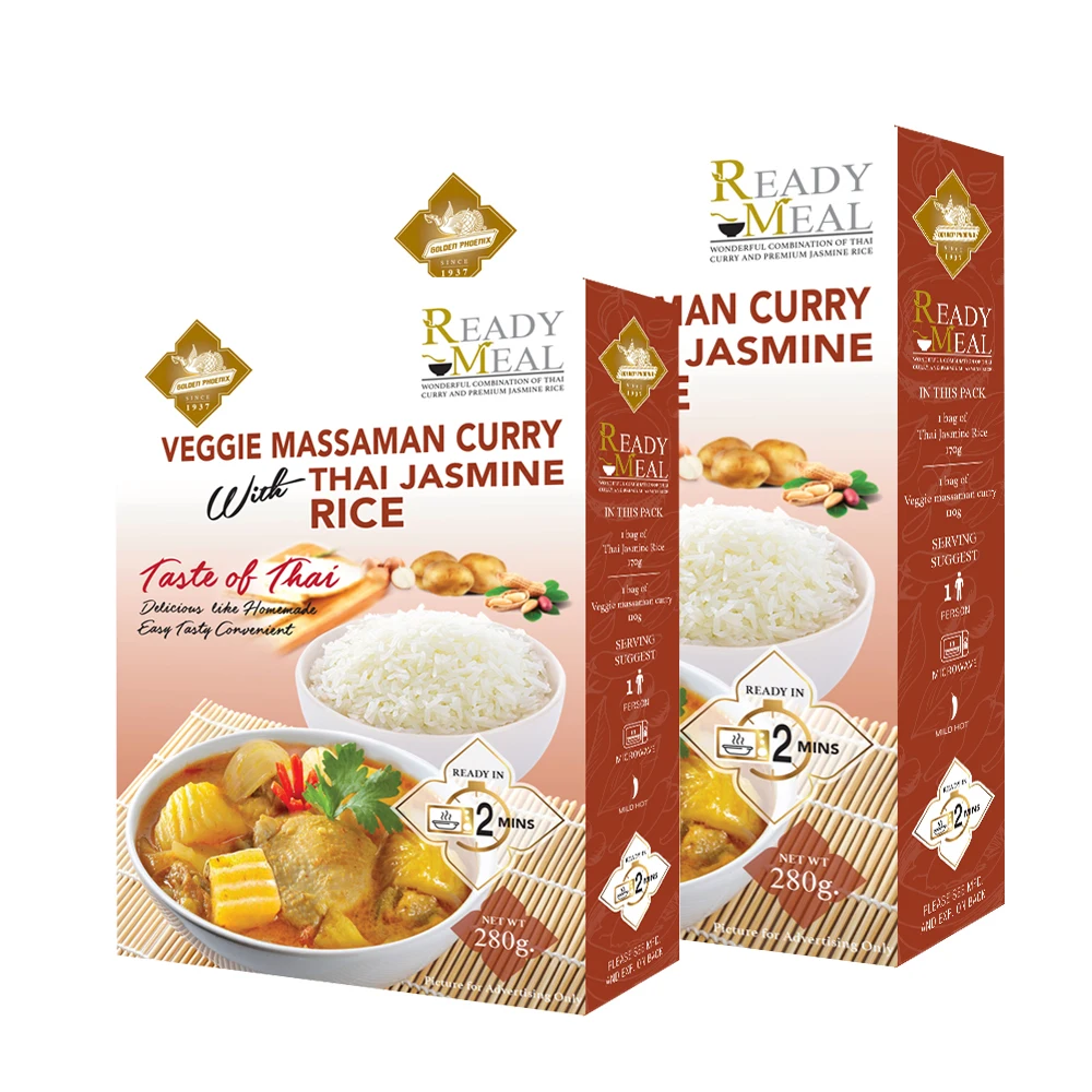 Veggie Massaman Curry with Thai Jasmine Rice 280g Ready To Eat Meal Delicious Easy and Tasty Homemade Product