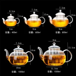 Handmade High Borosilicate 800ml Clear Glass Teapot Custom Tea Pot