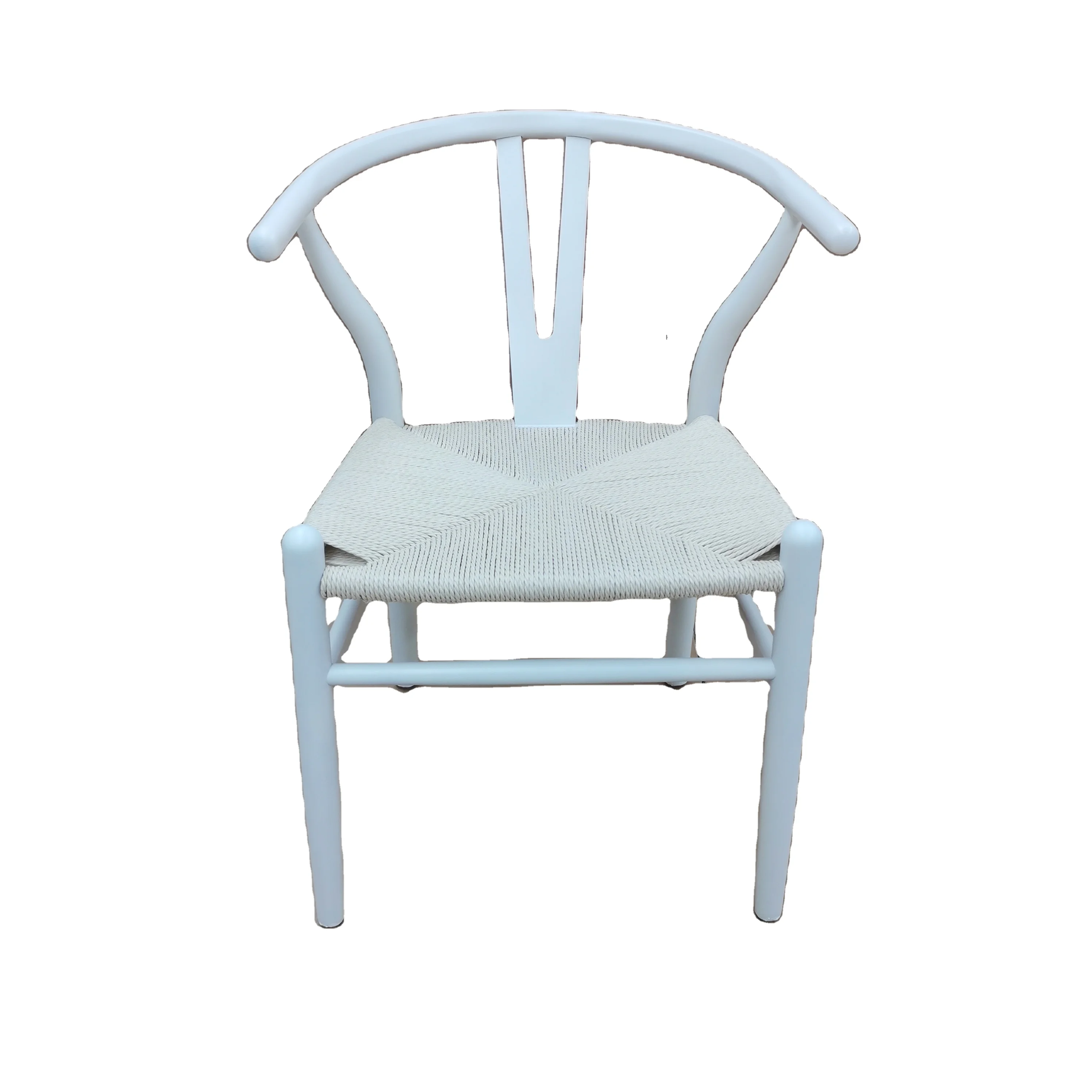 Solid Wood Nordic Style Design Han Wegner White Color Wishbone Y Chair with weaved paper rope