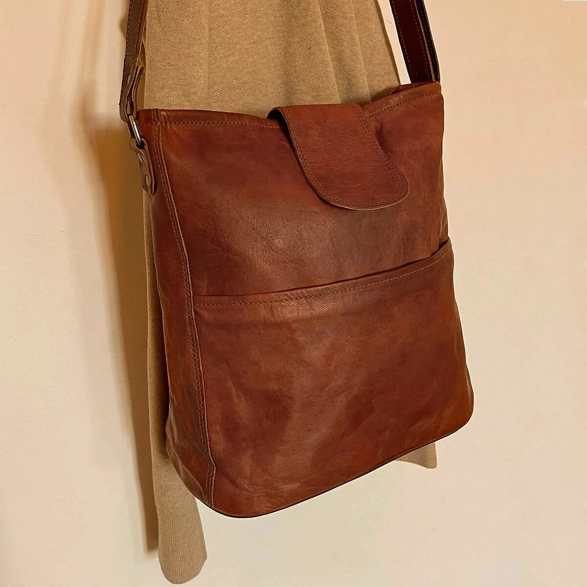 High Quality Pure leather bag shopper handbag leather women vintage brown color and girls and boys leather bag