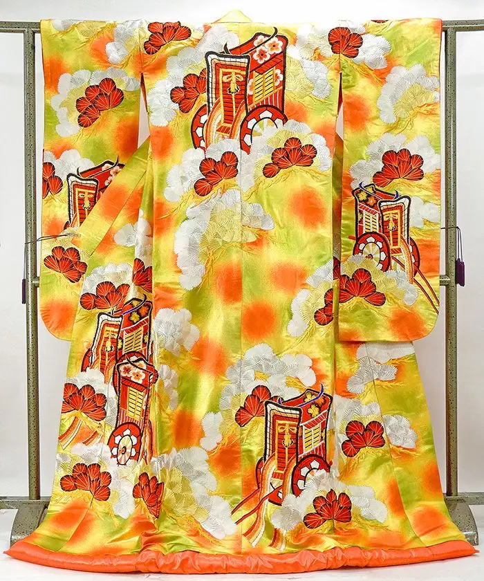 Japanese bridal clothing ladies long floral kimono robe