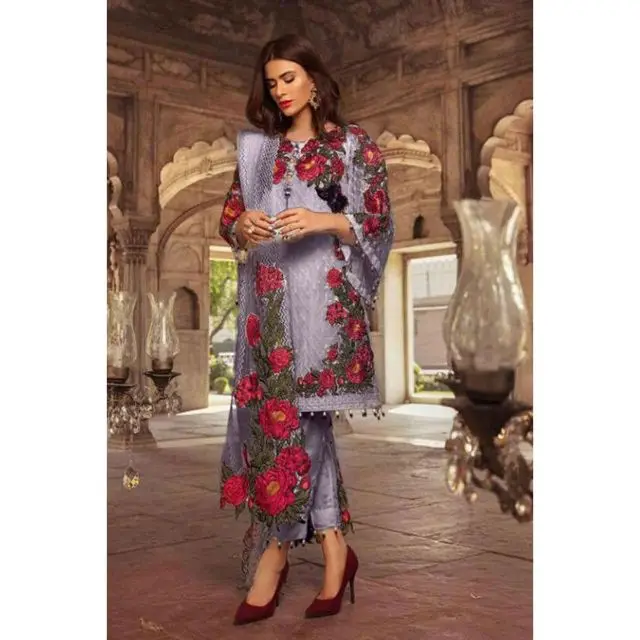 Pakistani Salwar Suit with Dupatta 5 Pieces Suits Indian Wholesale Festival Wear Faux Georgette Embroidered for Women Summer Net