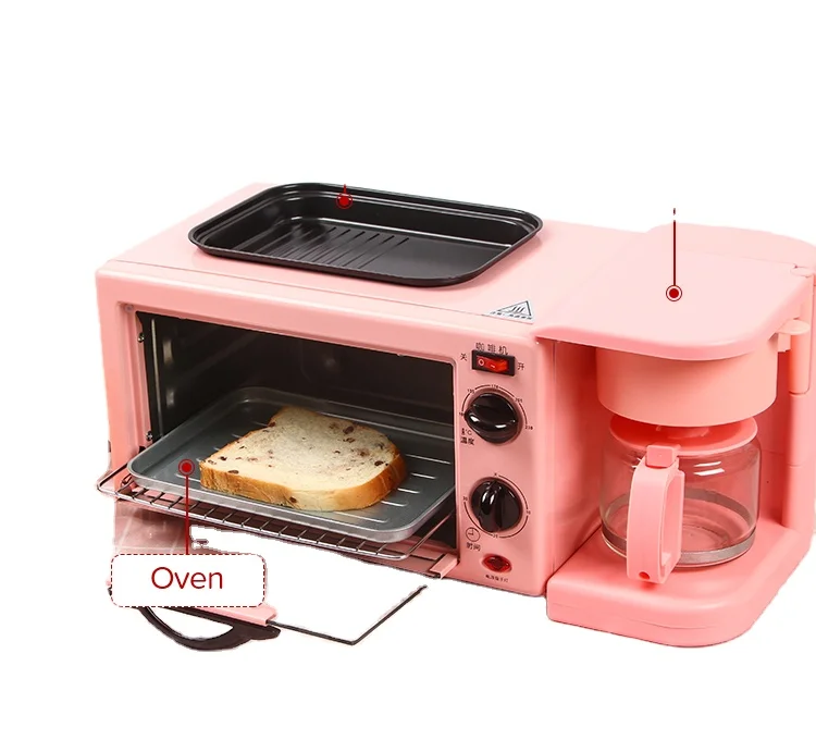 Недорогая портативная машина для завтрака 3 в 1 для выпечки хлеба и обжарки мяса, обжарки куриных крыльев для кухонного использования