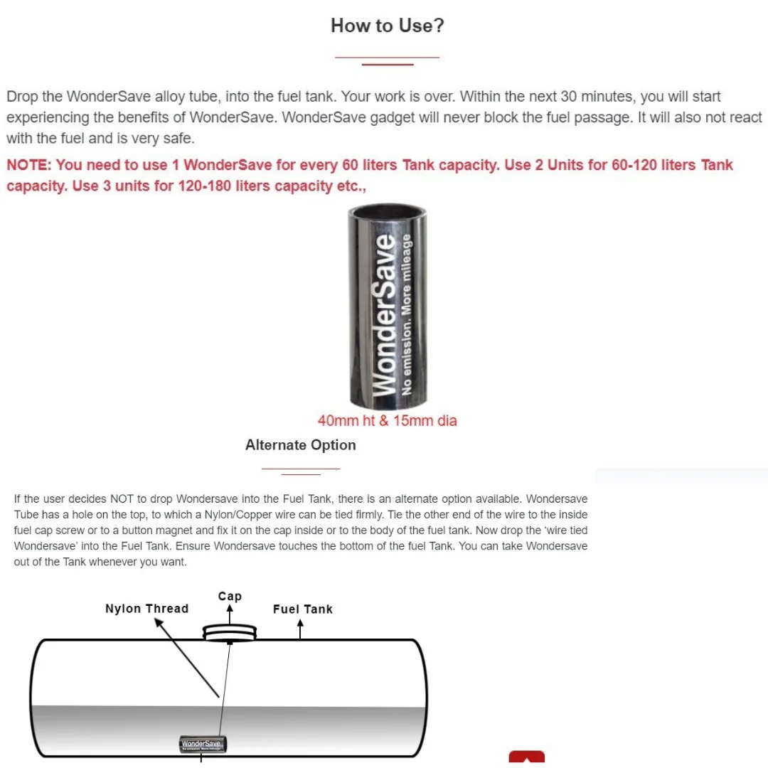 Pick Up Truck 4x4 Diesel Saver Fuel Save Truck Fuel Saver Wonder Save Fuel Saver for Bus Trucks and All Vehicles