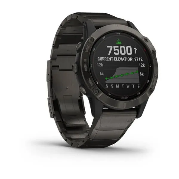 
GARMIN FENIX 6 PRO SOLAR,TI,CARBON GRAY DLC W/TI DLC BAND, GPS, EMEA 010-02410-23 