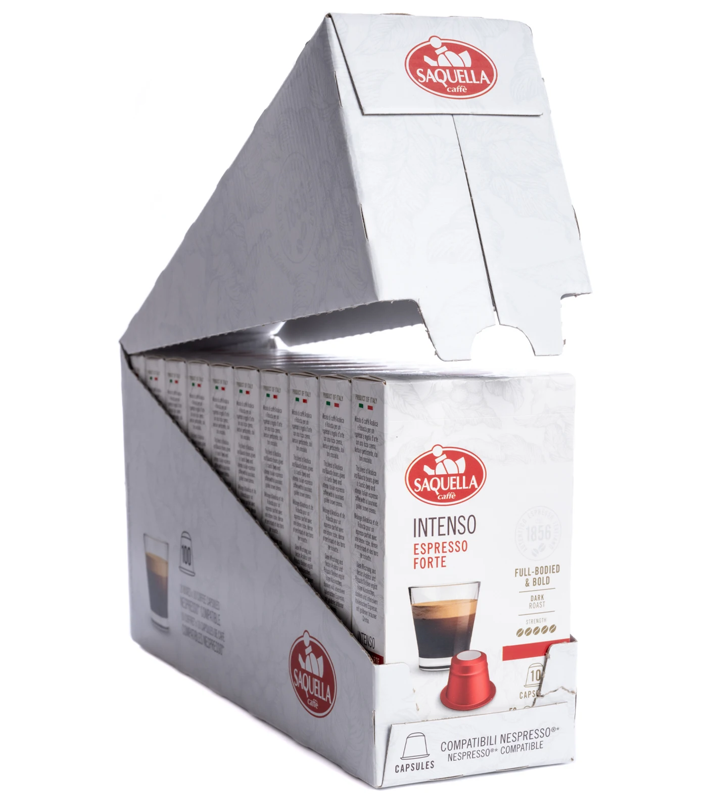 Made in Italy 100 Capsules Nespresso Compatible Intenso Espresso Coffee for everyday