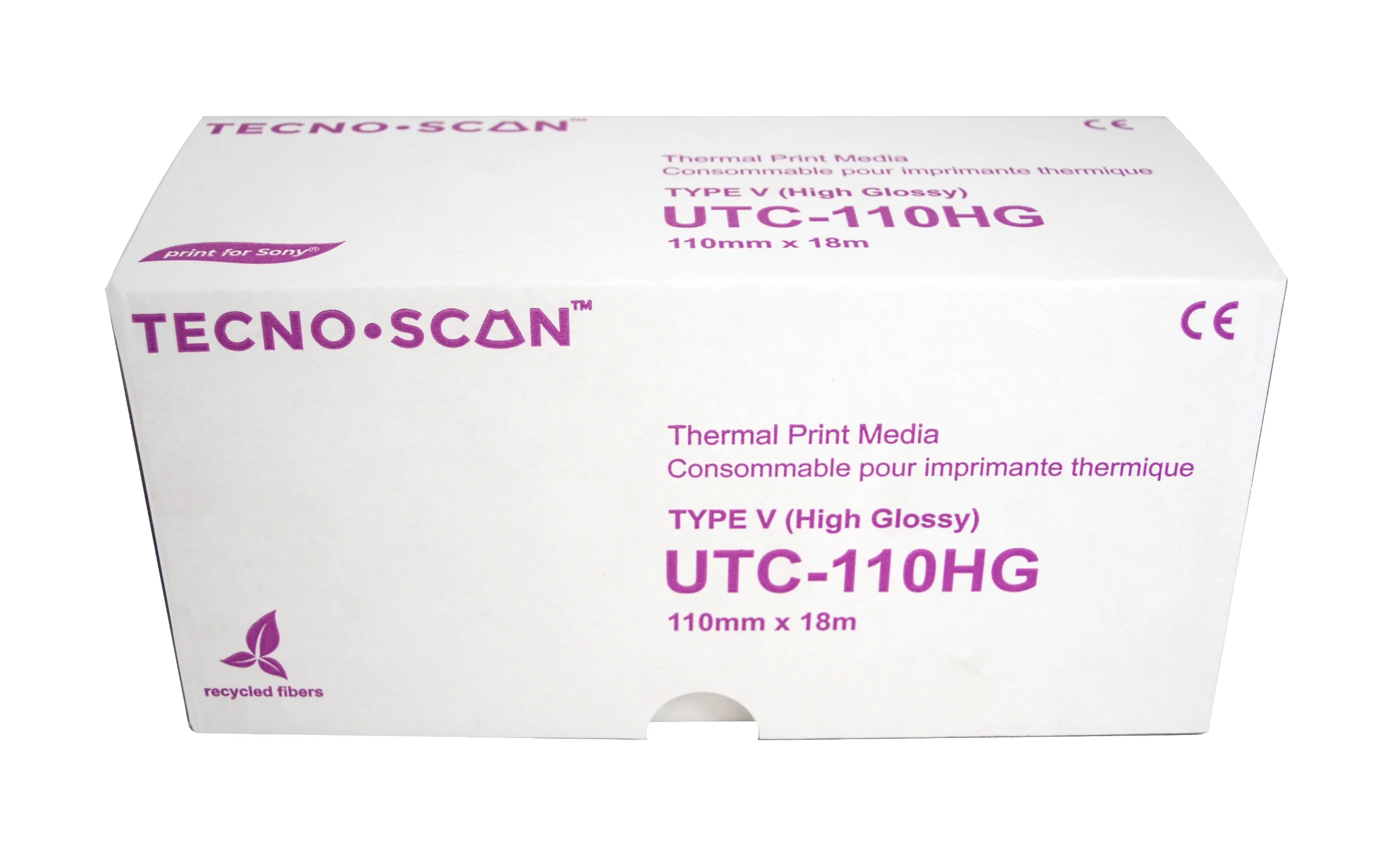 Thermal Videoprint Paper Tecnoscan Roll High Glossy for Sony Ultrasound Printer UPP-110HG Compatible-Made in Italy - 110mm x 18m
