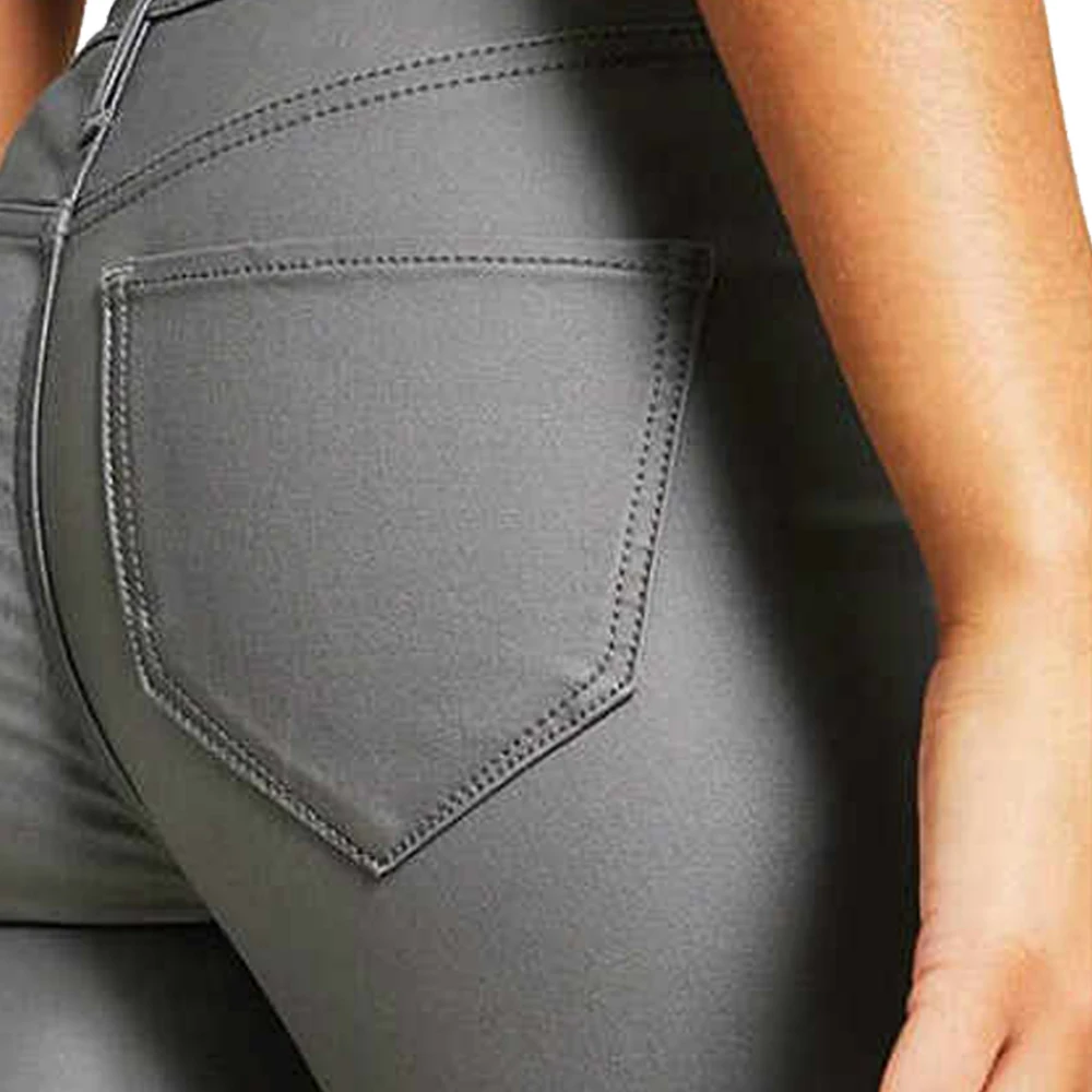 New tight-fitting slit high-waist leather pants office ladies stretch wide-leg pants women