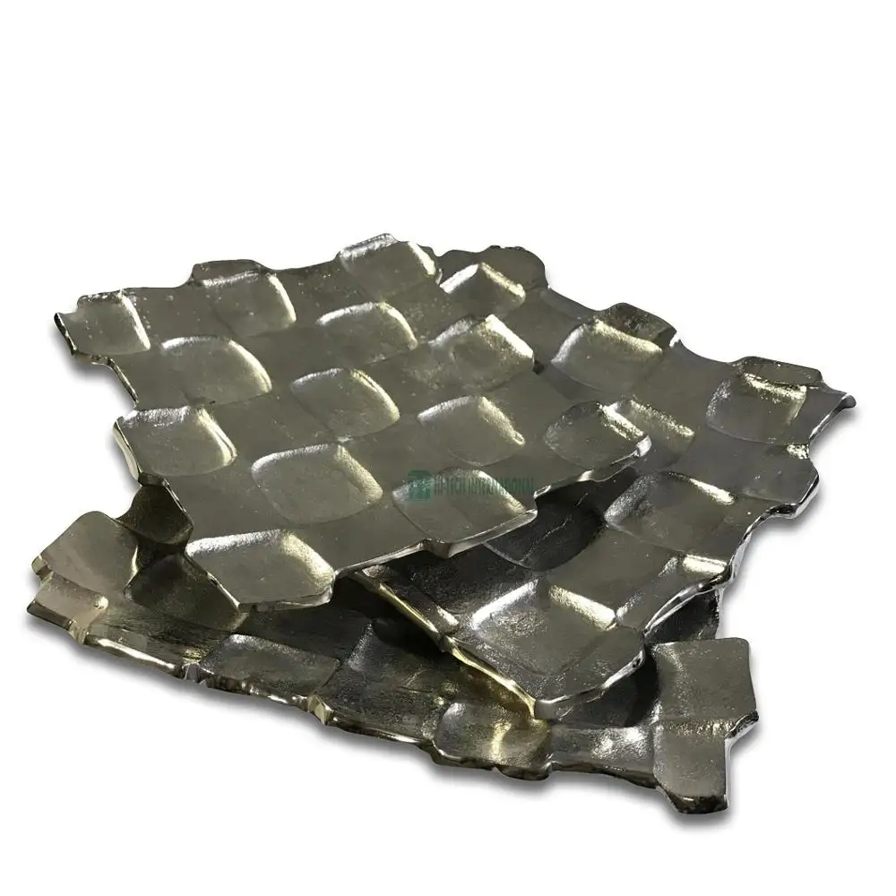 Wholesale Square Designer Metal Dishes - Aluminum - Polished - Silver - Manufacturer - Elegant - Bulk - Serving Dish Plates