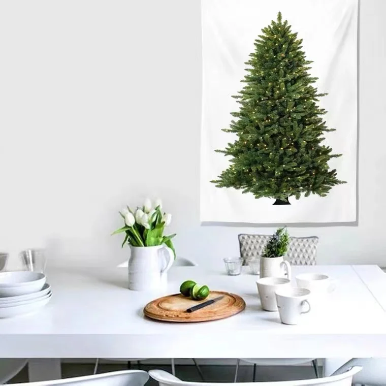 70x100 Christmas green trees without lights custom tapestry