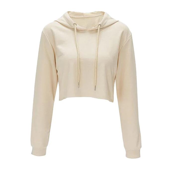 
Wholesale High Quality Custom Plain Sweaters Women Long Sleeve Crop Top Hoodies 