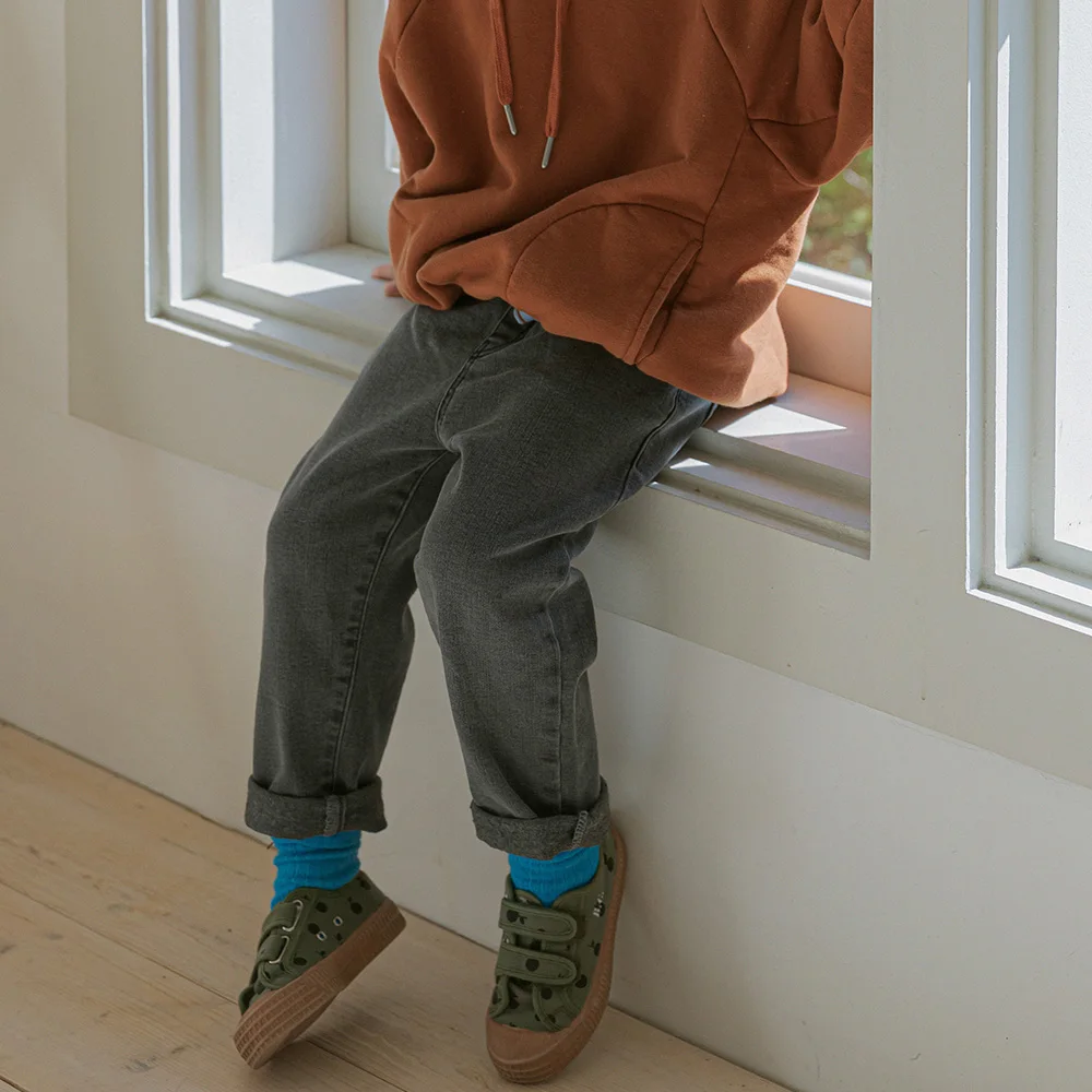 DE MARVI Kids Toddler Fleece Spandex Elastic Waist Denim pants Boys Girls Winter Jean Wholesale Korean Manufacturer MADE IN KORE