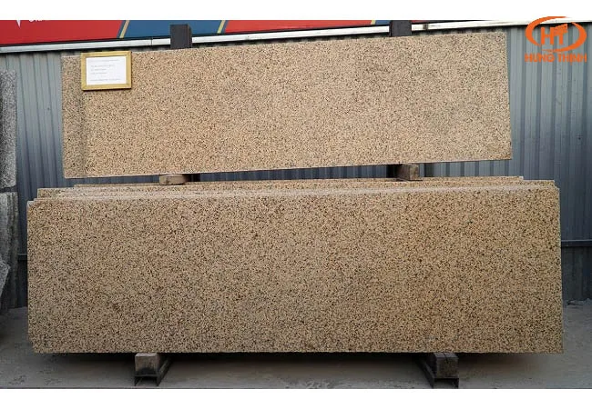 Yellow Granite Medium Slab Natural Stone Cut to Size for outside Paving Flamed Surface Finish for Villas Parks from Vietnam