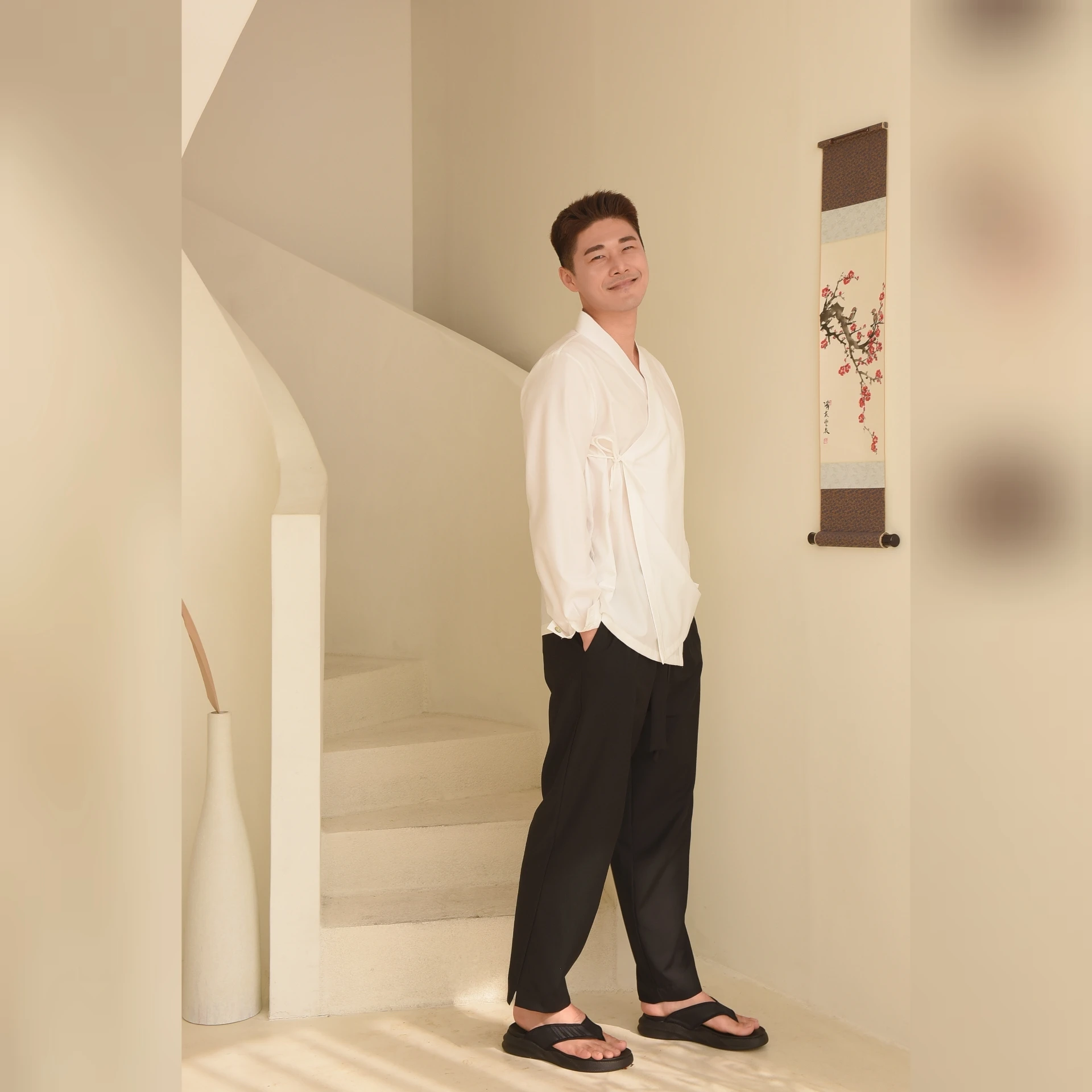 Мужские корейские традиционные штаны hanbok/Повседневная одежда/черный/темно-серый