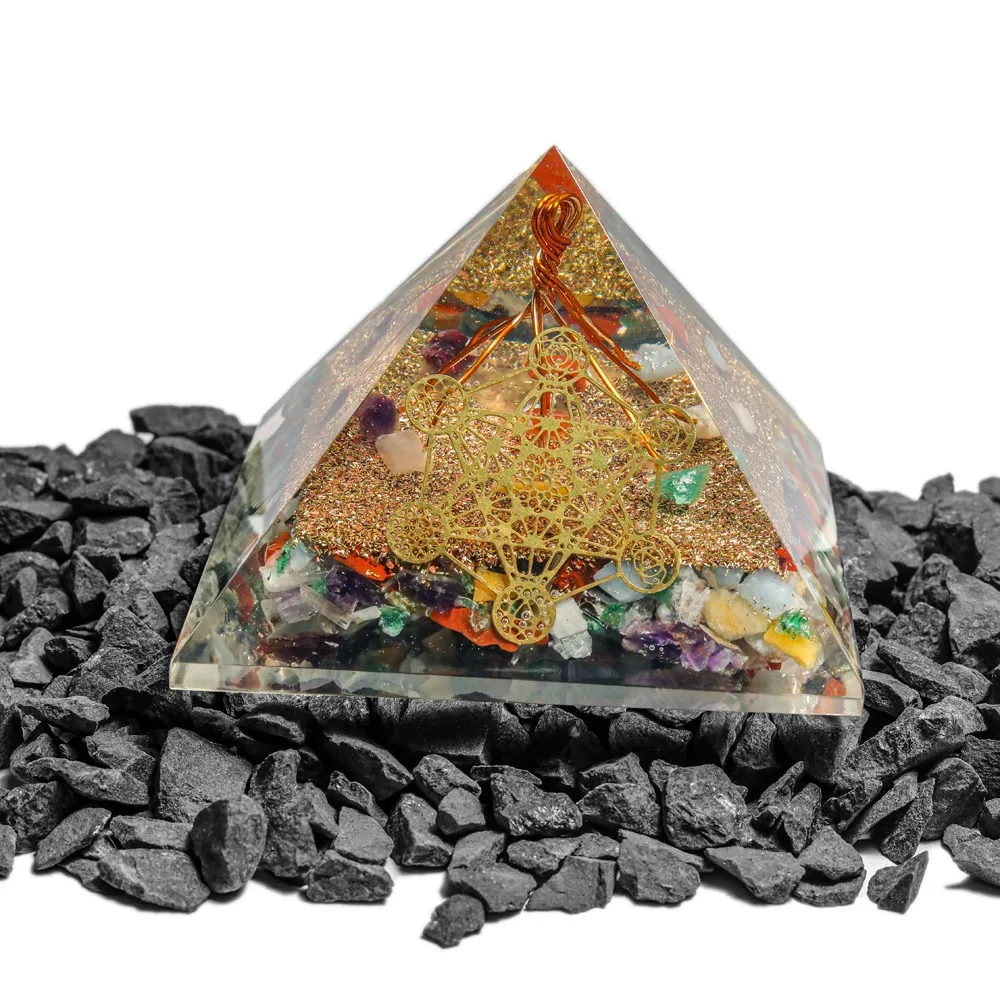 Wholesale Natural Custom Gem Crystals Chakra Healing Orgonite Pyramid for EMF Protection Meditation Semi-Precious Stone Craft Makers
