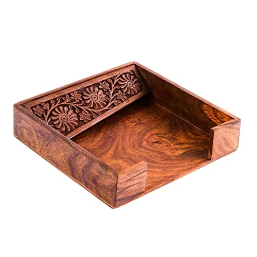 Supplier Of Wooden Napkin Holder Table Decoration Handmade Fancy Tissue Holder Indian Stylish Fancy Wood Napkin Holder