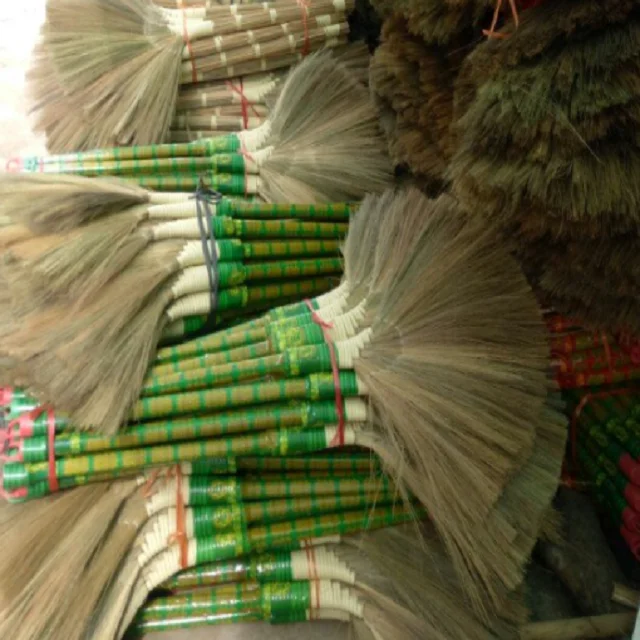 BURMA Grass Natural BROOM Wood Bamboo