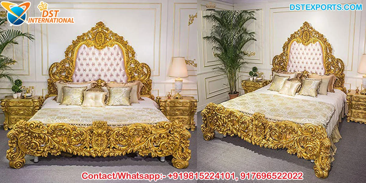 Luxurious King Queen Heavy Carved Bedroom Furniture Royal Luxury Wooden Gold Bed & Bedroom Furniture Buy Wood Made Bedroom Set