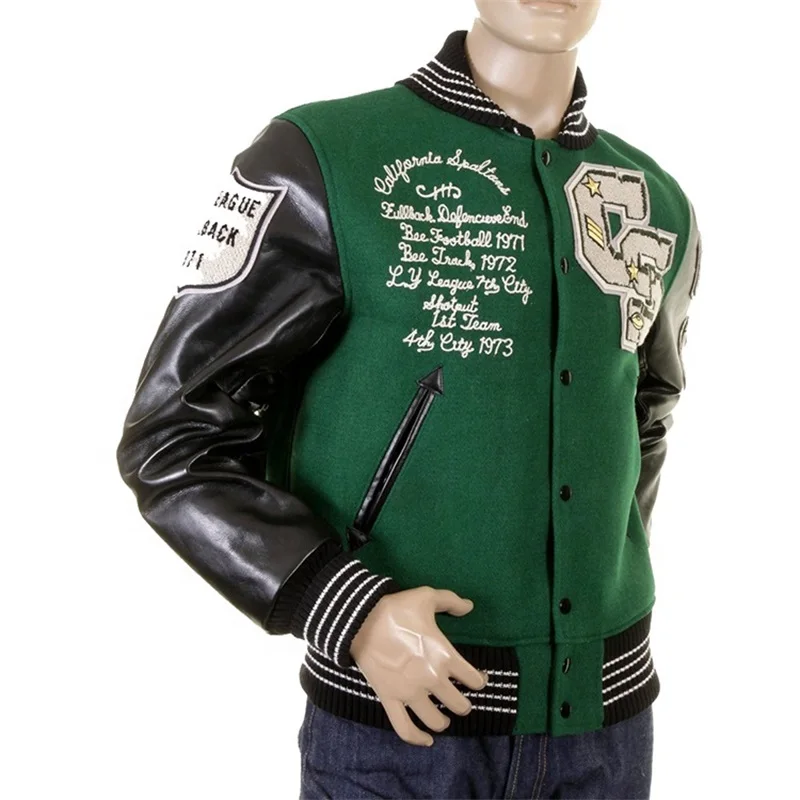 Hot selling new OEM custom leather sleeve bomber letterman baseball towel embroidered varsity jacket for men