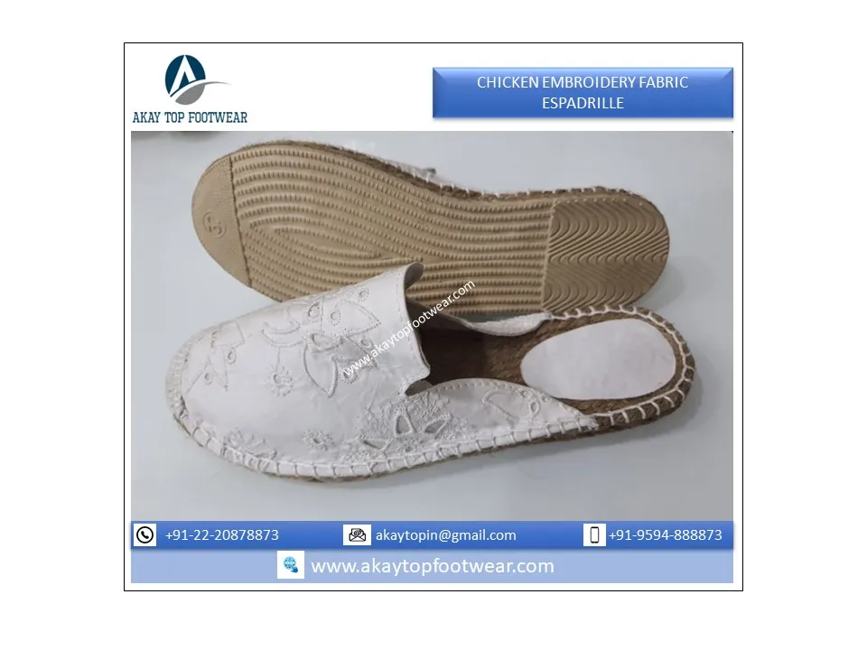 Espadrilles Latest Designed Espadrilles Light Weighted Comfortable Espadrille Shoes with Chicken Embroidery Fabric and Cotton Twill Lining