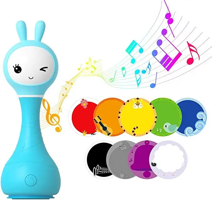  Музыкальный Прорезыватель Smarty Bunny Shake Tell для новорожденных с цветной обучающей музыкальной песней и надписью «Bedtime» безопасная