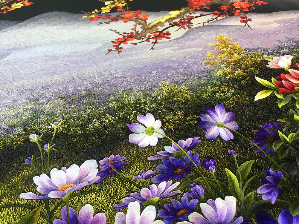 Высококачественная ручная вышивка возвращение пружины с помощью высокой технологии вышивки