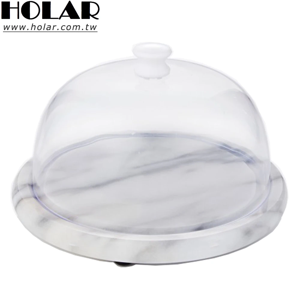[Holar] Taiwan Made Round Clear Cheese Dome with Marble Base Serving Tray
