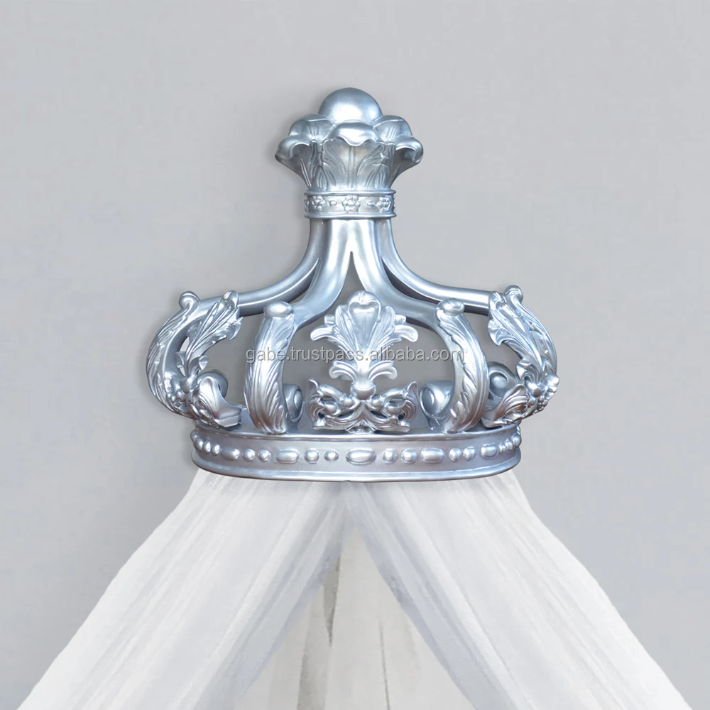 Crib Crown Canopy Wall Decor Silver Painted Handmade from Solid Mahogany Wood Indonesia Furniture