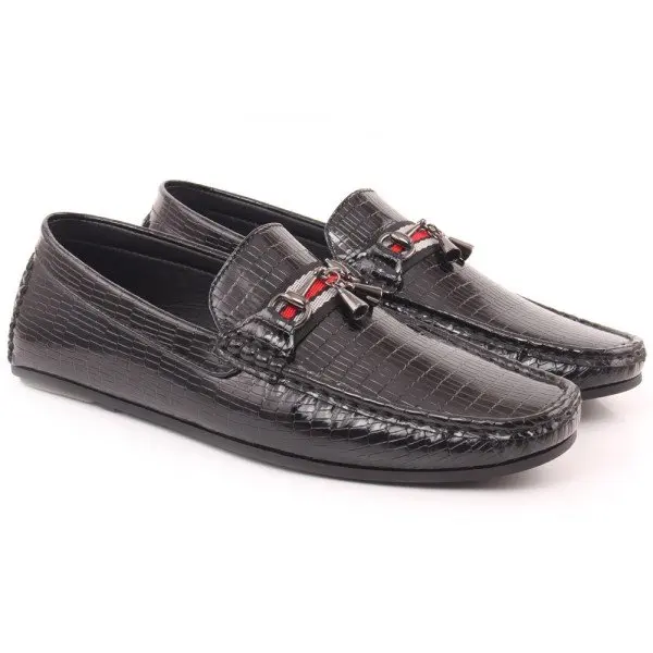 Black color design men moccasins leather shoes casual mens dress leather outdoor shoe