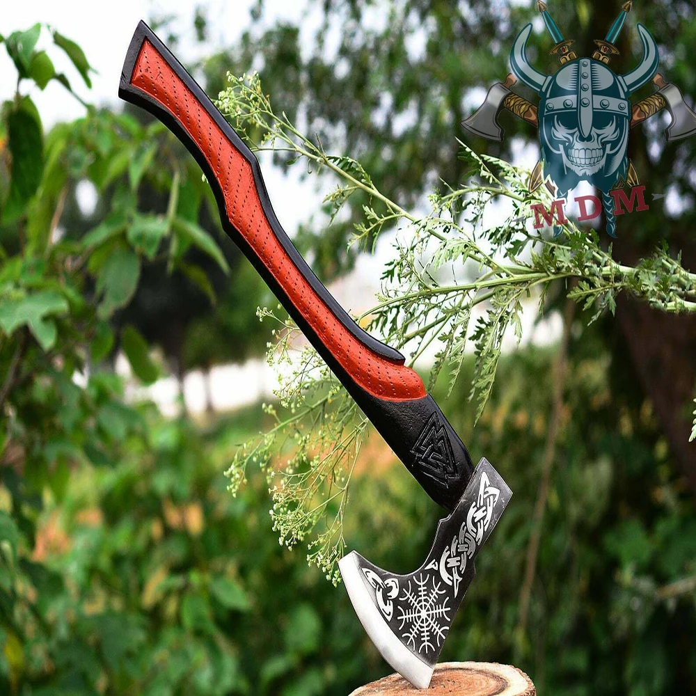 Топор викингов ручной работы из углеродистой стали на заказ Медный топор с ручкой розового дерева