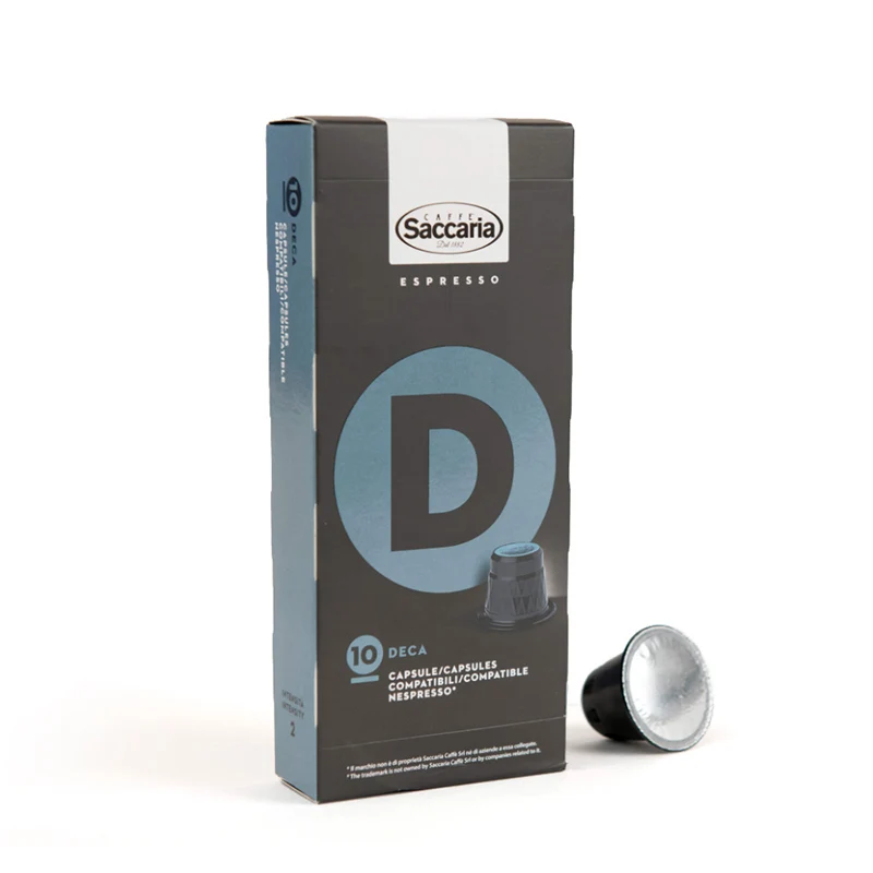 
Итальянская фабрика, сладкие капсулы для кофе кофеина Nespresso 100 pz Saccaria Deca 