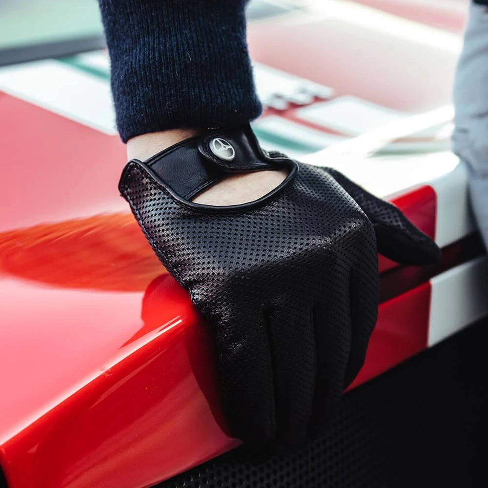 Черный с оранжевым для верховой езды Вышивка Мягкая Текстурированная ортопедическая обувь нового стиля детей под названием Anti скольжения сенсорный экран кожаные перчатки вождения