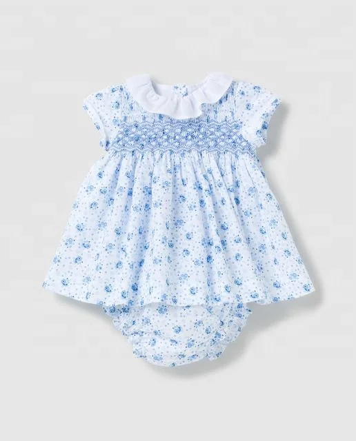 Printed cute Baby Smoked toddle Handmade  Beautiful 2 pcs Set dress - 2023