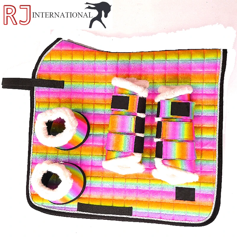 2021 Horse Riding Saddle Pads Custom Satin Fabric English Dressage Saddle Pads Sets