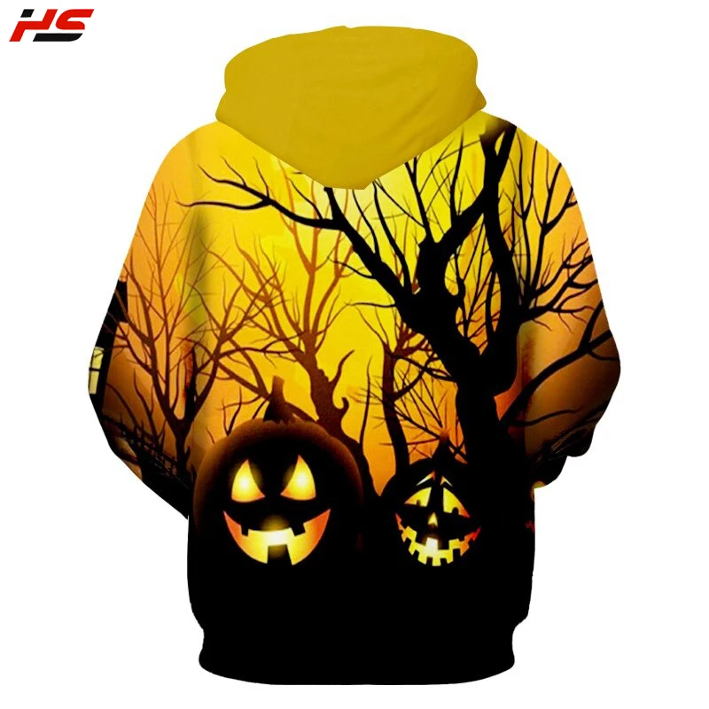 New Horror Halloween Pumpkin In The Forest 3D Sublimation Pullover Hoodie For Men