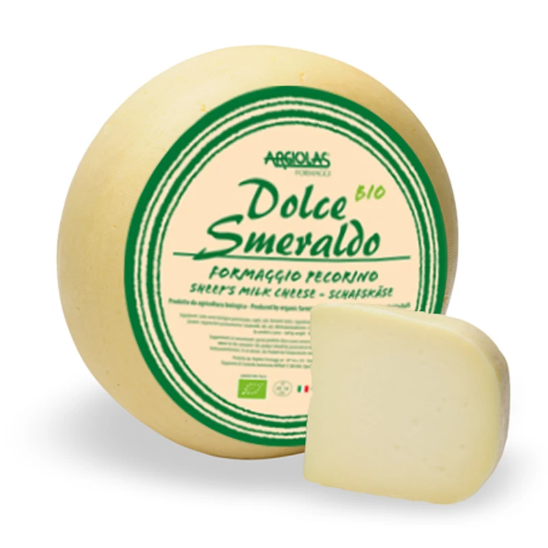 Italian Organic Cheese pecorino 1/2 Made in Italy Dolce Smeraldo Bio Gouda type Sardinian Cheese