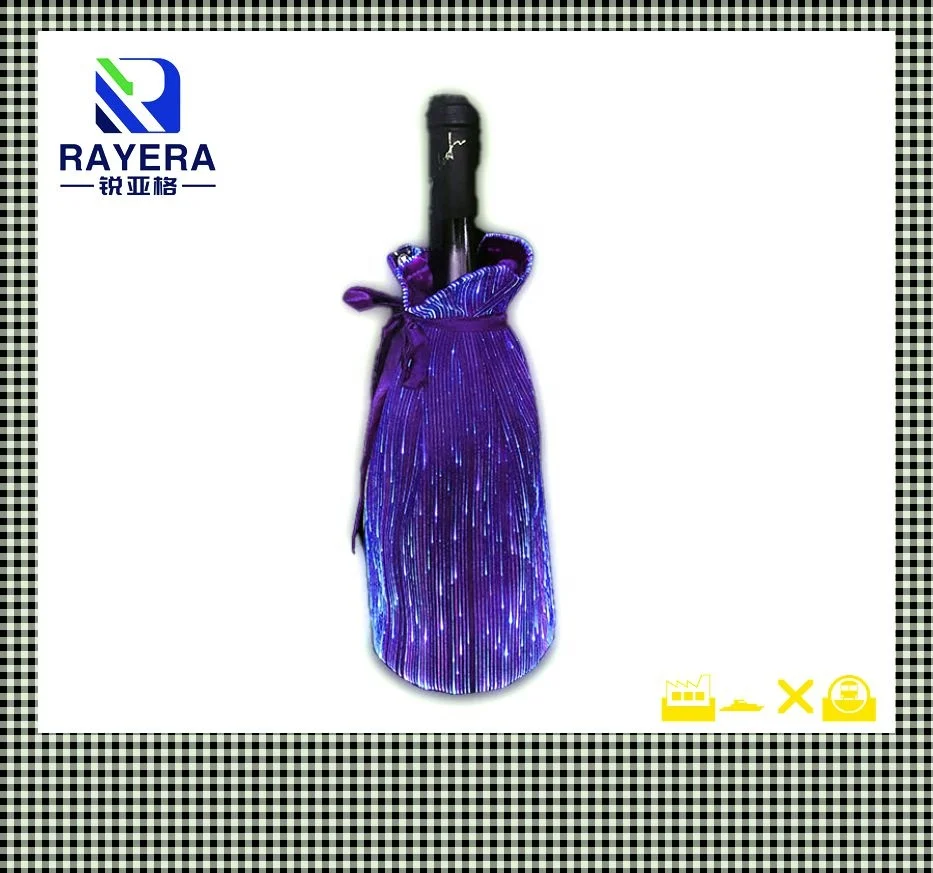 Led Wine-bottle Wrap Dresses Festive Packaging Wedding Favors Drawstring Pouches Fiber Optic Water Bottle  Bag Color Glowing