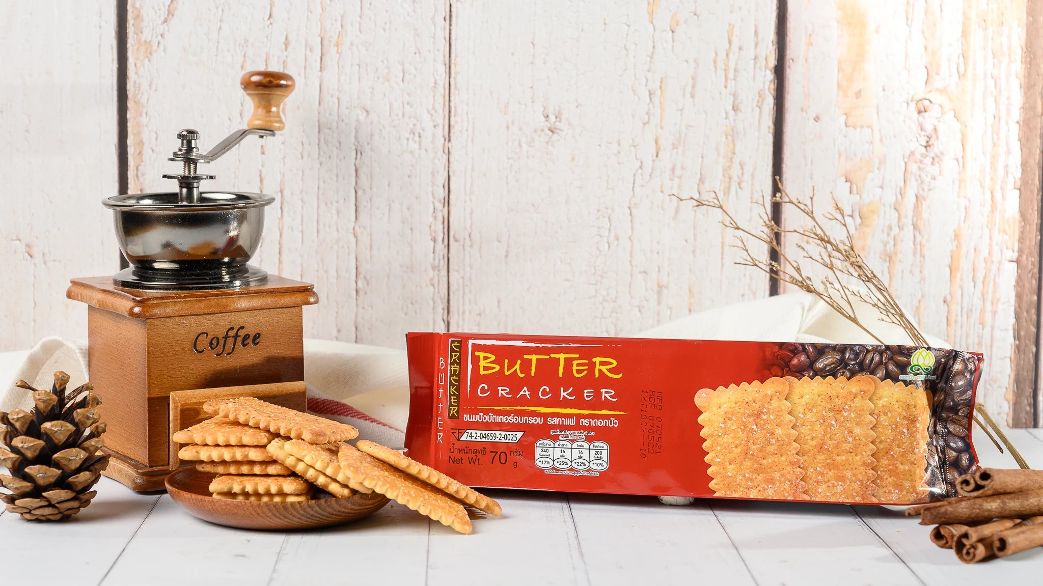 
Semi-Soft Texture Dorkbua Butter Crackers & Cookies (Coffee) Export From Thailand 